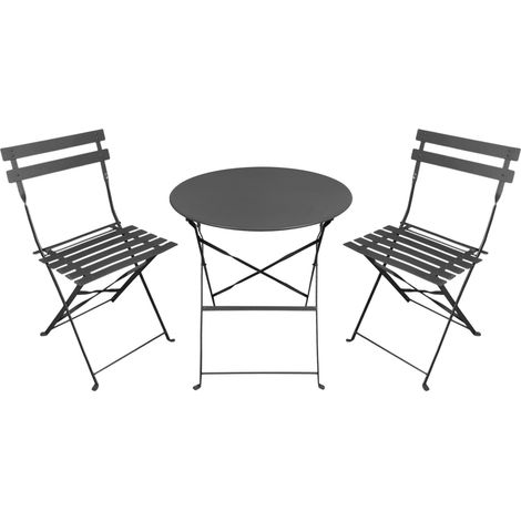 Set Bistrot Tavolino Con 2 Sedie Interamente In Acciaio Lavorato A Mano Per Esterno Tavolo Sedia Terrazzo Giardino Pieghevoli Patio Casa,Bar,Ristoranti,Mobili Giardino Antracite (1/5)