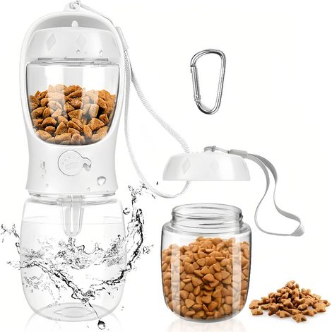 Bouteille d'eau pour chien avec récipient pour croquettes et distributeur de sacs à déjections, fontaine à eau portable et étanche pour les promenades, les randonnées et les voyages-AquaForge (1/5)