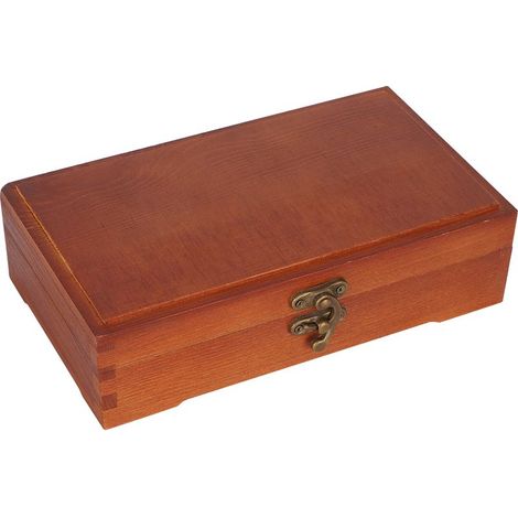 Antikes Federmäppchen aus Massivholz zum Zeichnen, quadratische Aufbewahrungsbox aus Massivholz für Schulmaterialien für Kinder (1/5)