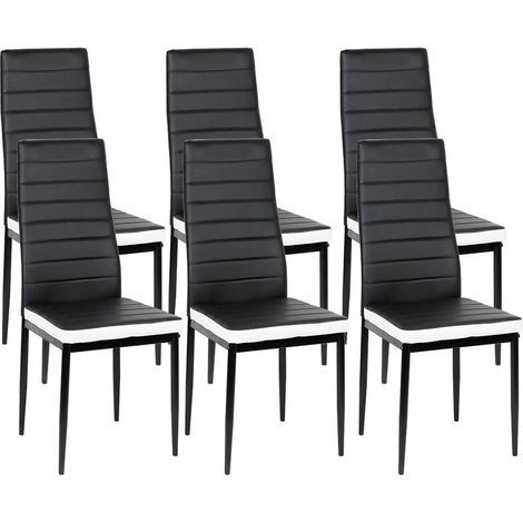 Lot de 6 Chaise Cuisine, Chaise de Salle à Manger, Dossier Haut de la Cuisine, Chaise de Salle à Manger Confortable et Durable Blanc/noir (1/5)