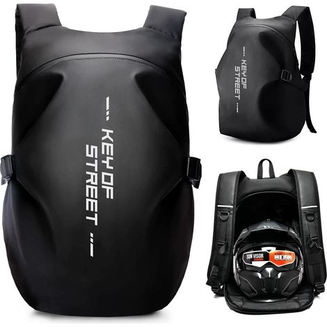 Motorradrucksack Herren wasserdicht Helmrucksack LaptoptascheSchwarz