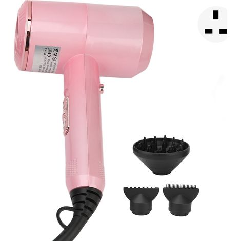 Sèche-cheveux électronique ionique haute puissance 220V, protection surchauffe, pour domicile, prise UK, rose. (1/5)