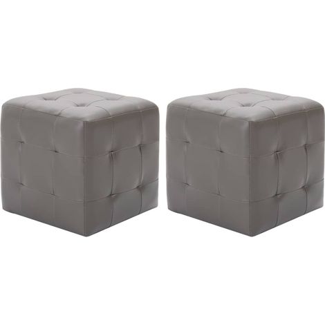 2 Poufs Gris 30 x 30x30 Similicuir (1/5)