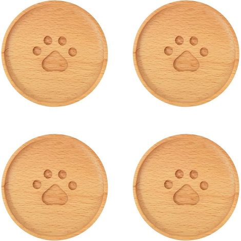 4 adorables dessous de plat en bois ours, pour tasses à thé et mugs à café, protections thermiques antidérapantes, lot de 4 coussinets décoratifs (1/5)