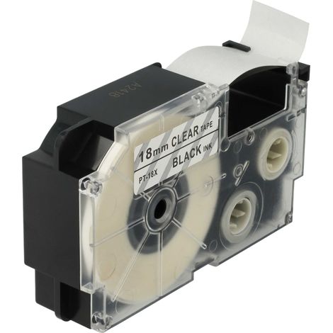 vhbw Label Tape compatible with Casio KL-780, KL-820, KL-8100, KL-8200, KL-C500 Label Printer 18 mm, Black on Transparent, pet+ RESIN (1/4)