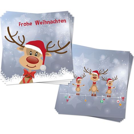 Servietten 80 Stück mit 2 verschiedenen Motiven - Rentier Ole - Tischdeko Papierservietten 2er Set mit Spruch - Papier Tuch 3-lagig mit Text bedruckt