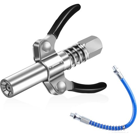 Doppelgriff-Fettpresse mit 40 cm Schlauch, Einhandanschluss, hydraulisch, Druckluft (1/5)