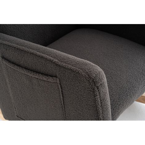 Chaise balancement repose pieds velours gris foncé ourson peluche (1/5)