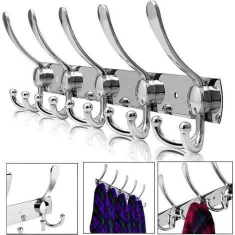 ZOLGINAH  Porte Manteau Mural, Patères Porte Manteaux en Acier Inoxydable, Crochets pour Manteaux Serviettes Peignoirs (Argent 15 Crochets)