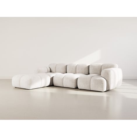 Grace - canapé modulable d'angle réversible 4 places en velours texturé - beige