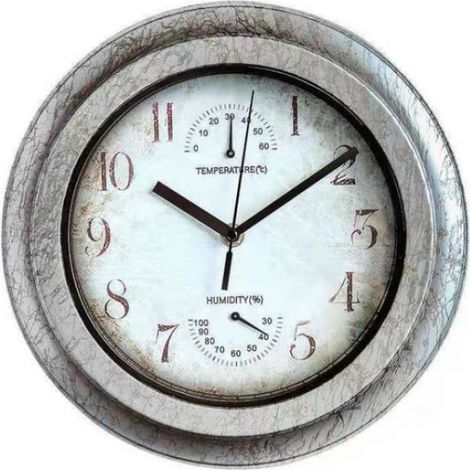 Horloge extérieure étanche en métal avec thermomètre et hygromètre (1/4)