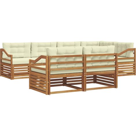 Outdoor-Sofagarnitur mit Kissen 7 pcs Natur und Creme vidaXL (1/5)
