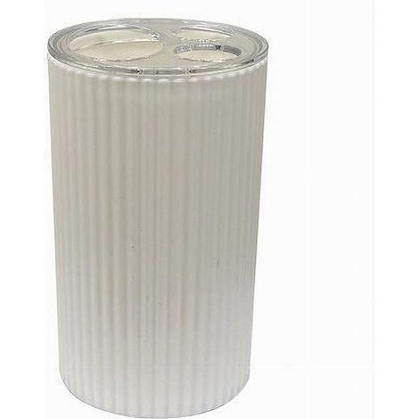 Cleafe - Portaspazzolini Bicchiere Accessorio Per Arredo Bagno Bianco Rigato 3 Fori 79162 - (1/5)