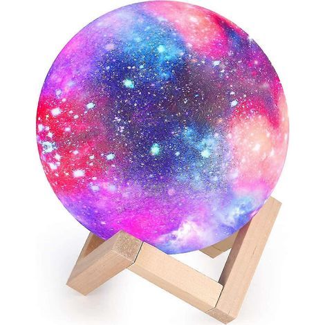 Lampe de nuit lune 3D de 15 cm, Heilwiy, lampe lune ciel étoilé LED RGB 16 couleurs (cadeau) (1/5)