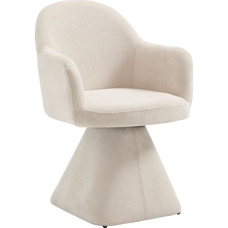 Sedia girevole con braccioli in tessuto Beige - VALYRA (1/5)