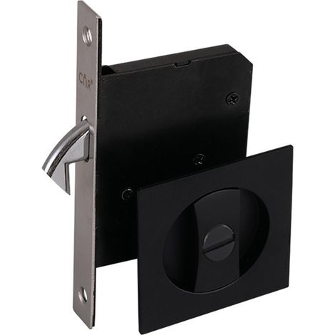 Verrou de sécurité pour porte coulissante, en alliage de zinc, couleur noire, sans clé, pour salle de bain.-AquaForge (1/5)