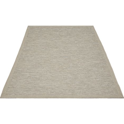 FLOORNOVO In- & Outdoor Teppich Grau Fischgrätmuster - 150 x 80 cm - Flachgewebe für Garten Balkon Terrasse und Innenbereich - Robust & Pflegeleicht - vielseitig einsetzbar im Innen- und Außenbereich (1/2)