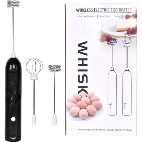 Espumador de leche eléctrico,con 2 cabezales mezcladores de acero inoxidable,recargable por USB,huevos y espuma de leche (1/5)
