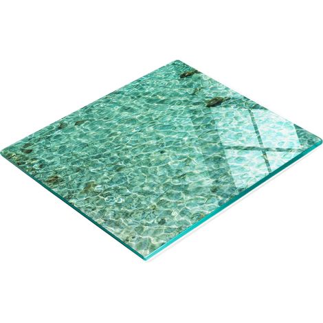 Stilvolle und robuste Glasplatte mit aufgedrucktem transparentem Wasser, 60 x 52 cm (1/5)
