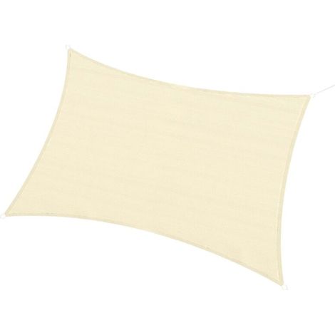 Voile d'ombrage rectangulaire 3 x 4 m polyéthylène Haute densité Protection UV Avec sac de rangement - Coloris crème (1/5)