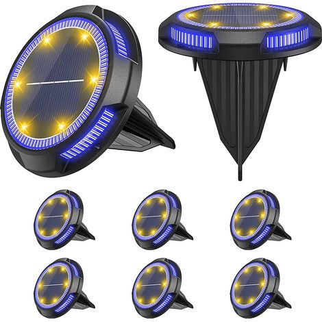 Lampe solaire de sol extérieure à 12 LED, projecteur solaire décoratif pour pelouse, allée, piscine, terrasse (blanc)