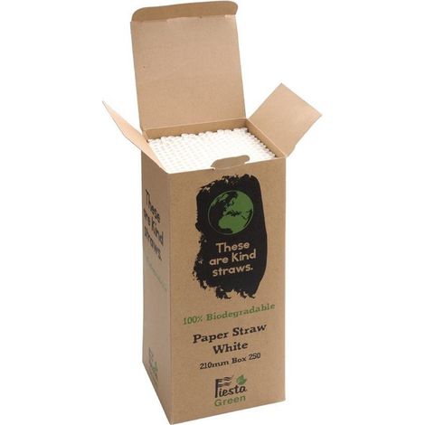 Pailles Biodégradables Blanches en Papier - Lot de 250 - Fiesta Green (1/4)