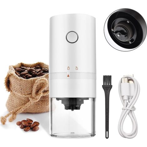Tragbare Mini-Elektro-Kaffeemühle mit einstellbarem Grob- und Feinmahlgrad und abnehmbarer Mahlkammer