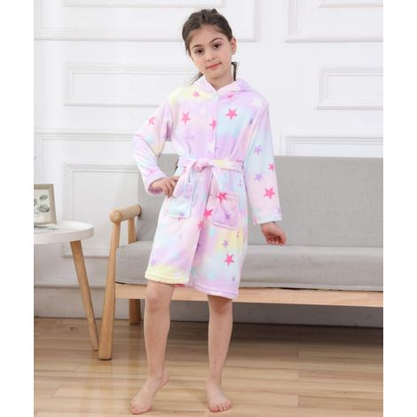 Peignoir En Flanelle - Avec Capuche Licorne - Pour Enfants - 100 cm 110 cm 120 cm (1/5)