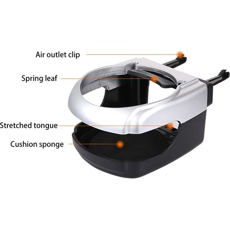 Support universel pour voiture, camion, fixant bouteille ou canette sur bouche d'aération, porte-gobelet réglable, support de montage robuste, tray accessoire auto. (1/5)