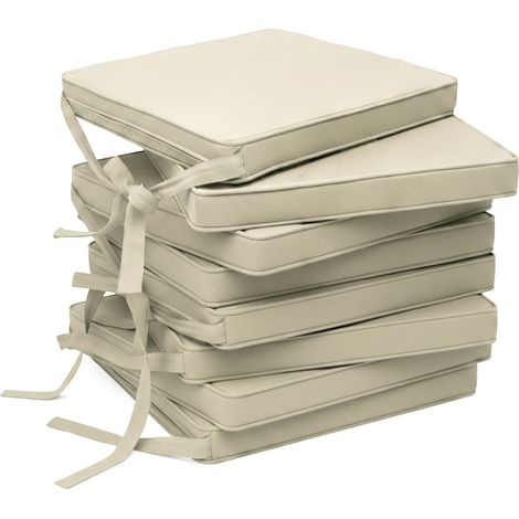8er Set Loft SK Stuhlkissen 45x40 cm mit Bändern rutschfest Natur