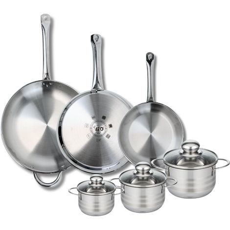 Ensemble de 3 Poêles de cuisson 24, 28 et 32 cm et 3 faitouts 12, 14 et 16 cm Elo Profi Brillant (1/5)