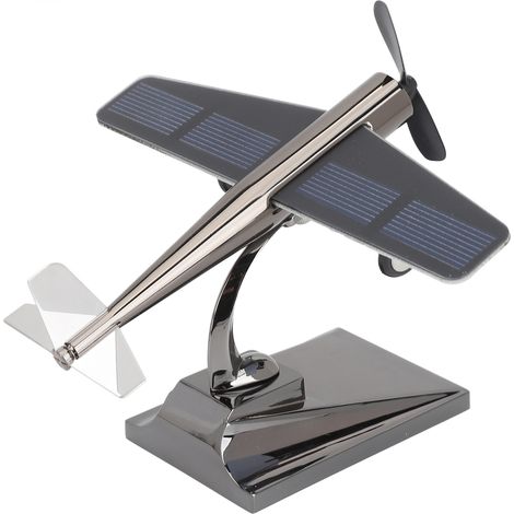 Avion solaire à hélice rotative, en alliage de zinc et plastique, montage facile, fonctionne à l'énergie solaire, convient aux voitures et aux bureaux. (1/5)