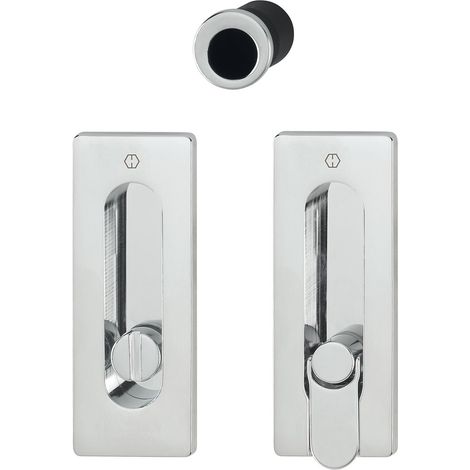 Porte coulissante Coquillage Kit M464 – Sans Serrure, rosace WC Chrome. carrée de PVD (1/4)