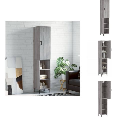 Buffet haut Sonoma gris 34,5x34x180 cm Bois d'ingénierie - Buffet Design Moderne - Meuble Rangement - Armoire Cuisine - Commode Salon - Étagère Murale (1/5)