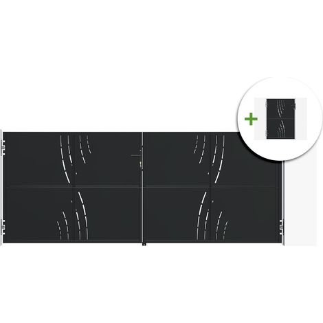 Portail battant acier 3,5m NALI VELETA H.140cm noir + Portillon H.140cm noir (1/5)