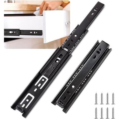 Schubladenschienen – AMOUNE – 2er-Pack – 200 mm – Tragkraft 45 kg – Schwarz (1/4)