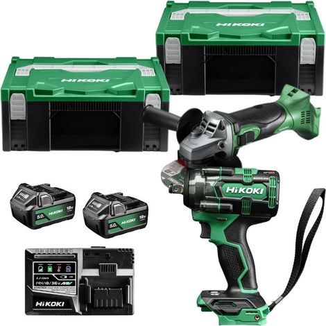 HIKOKI Pack Boulonneuse 600Nm + meuleuse 18V 2x5Ah - PACK2OUT18V3 (1/4)