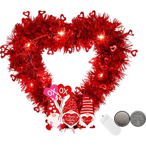 Guirlande Lumineuse En Forme De Cœur - Guirlande À LED Pour Porte D'Entrée - Décoration Romantique Pour Anniversaire De Mariage Et Saint-Valentin - 1 Pièce (1/2)
