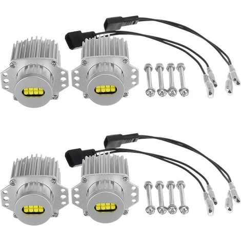 Lot de 4 ampoules LED Angel Eyes CANbus 80 W pour phares, feux de position, sans erreur, pour BMW Série 3 E90 E91 (2005-2008), blanc pur (1/5)