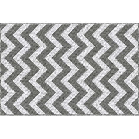 Tappeto da esterno impermeabile in plastica, 121 x 182 cm, grigio chiaro e bianco, ideale per balcone, terrazza o ingresso