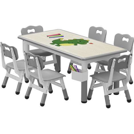 Juego de mesa infantil, altura regulable, superficie fácil de limpiar, color gris. (1/2)