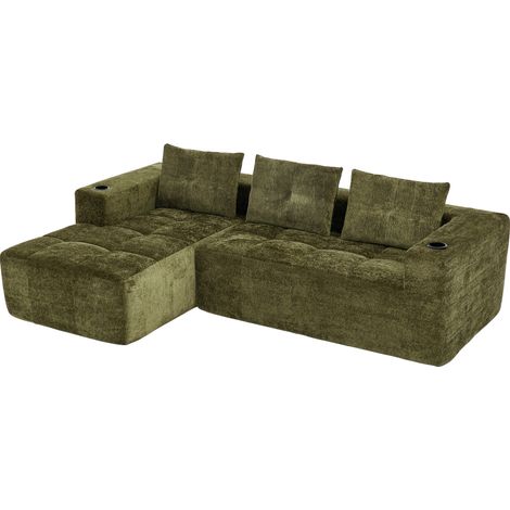 Canapé d'angle en L compressé de 258 cm avec trois coussins, design minimaliste pour petits salons (1/5)