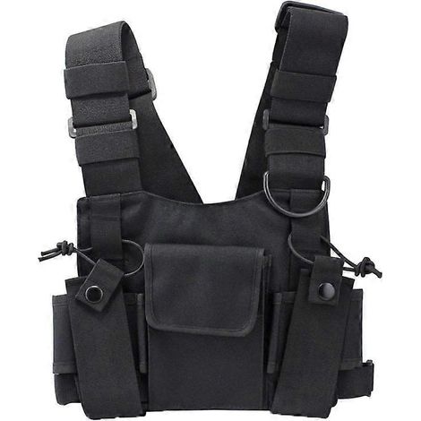 Harnais de poitrine pour talkie-walkie, porte-radio d'épaule, radio de poche, sac à dos, étui de transport, équipement de secours essentiel, gilet technique ( ) (1/2)