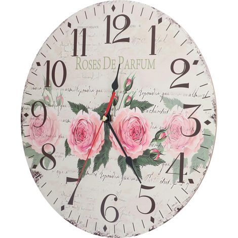 Schlichte, robuste, leise und präzise alte runde Wanduhr aus Holz für Wohnzimmer und Schlafzimmer (1/5)