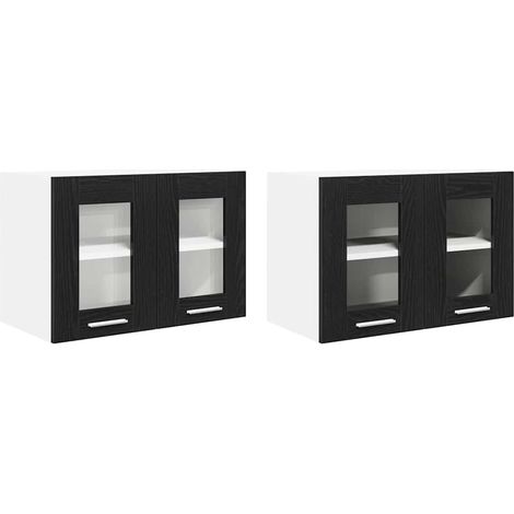 Maison Exclusive - Mueble colgante con puerta 2 pcs Roble Negro 6