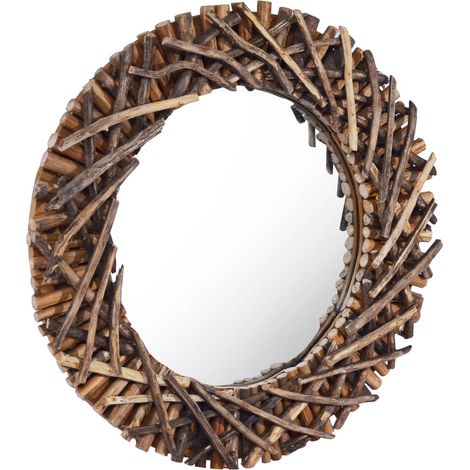 Miroir mural vintage Miroir mural pour Maison,salon,Chambre 60 cm Teck Rond -42219 (1/5)