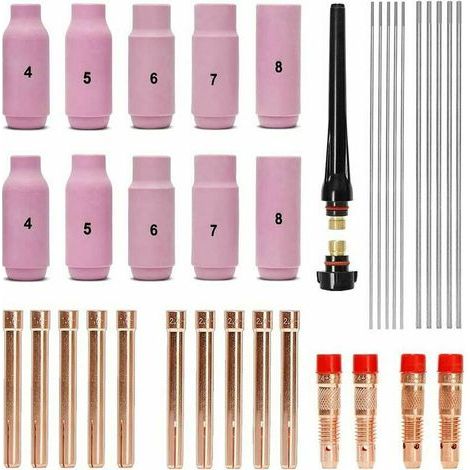 Ensemble d'accessoires de soudage TIG Manchons + Boîtier + Buses en céramique + Électrodes en tungstène pour lampe de soudage WP26 TIG (1/5)