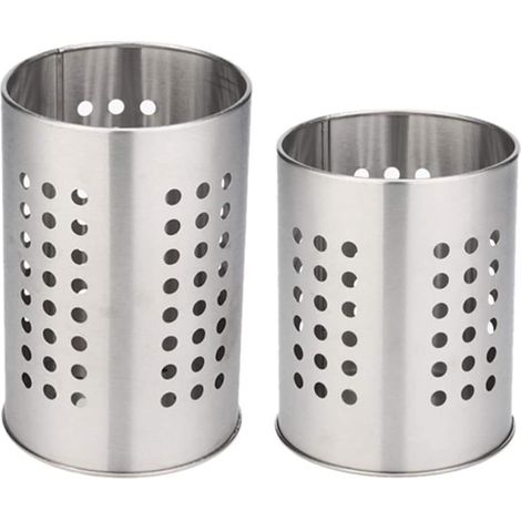 [MAI UTILIZZATO]  Confezione da 2 portautensili da cucina in acciaio inossidabile - Grande organizer per utensili da cucina - INHHUB