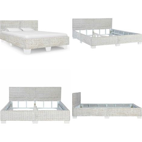Cadre de lit Gris Rotin naturel 160 x 200 cm - Rotin naturel - Cadre de lit 160 x 200 cm (1/5)