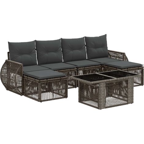Conjunto de sofás de jardín 7 uds. Gris y Gris Oscuro vidaXL (1/5)